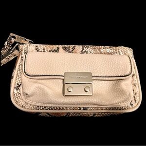 Dana Buchman Cream and Snake Print Clutch